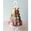 Pink & Rose Gold Macaron with Pink Roses Tower (Small)